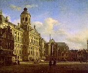 Jan van der Heyden The Dam with the New Town Hall painting